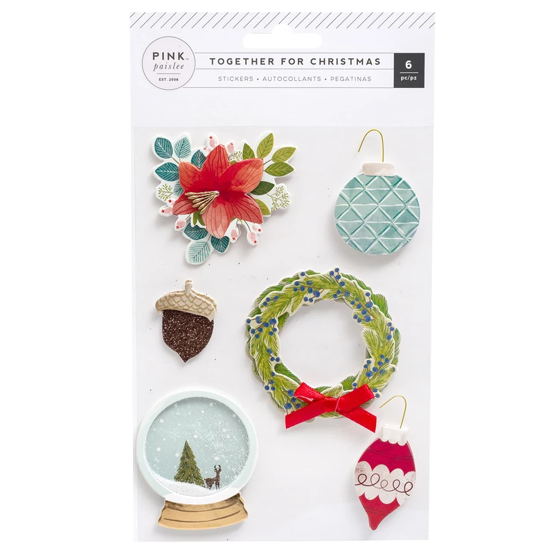 Pink Paislee - Together For Christmas Layered Stickers (6 Piece)