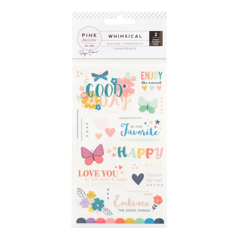 Pink Paislee - Paige Evans Whimsical Rub Ons - 2 Sheets