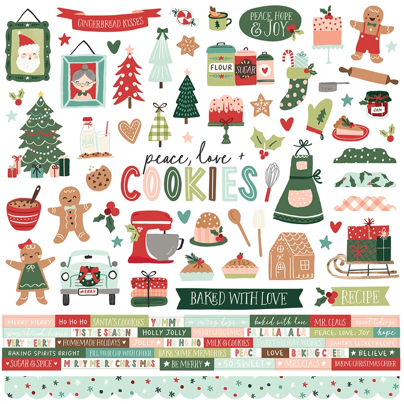 Simple Stories - Baking Spirits Bright 12x12 Cardstock Stickers