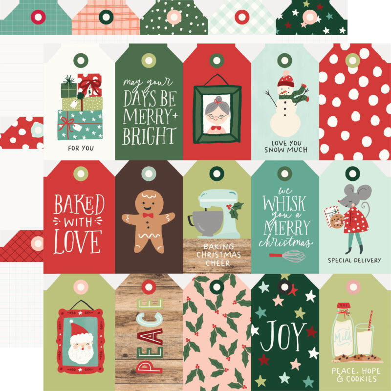 Simple Stories - Baking Spirits Bright 12x12 Paper - Tags