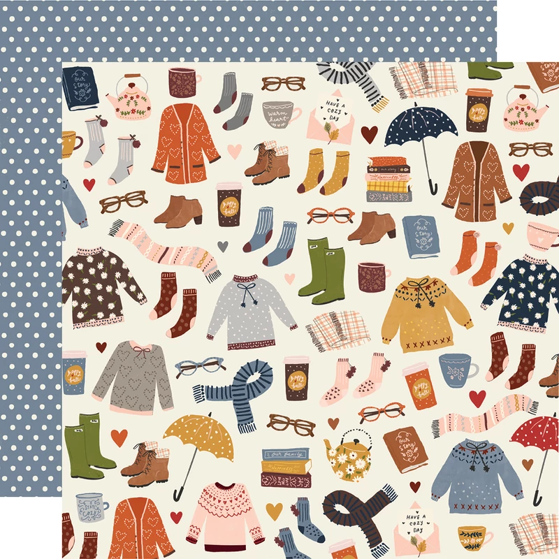 Simple Stories - Cozy Days 12x12 Paper - Sweaters & Boots