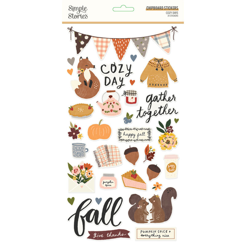 Simple Stories - Cozy Days 6x12 Chipboard (34 pieces)