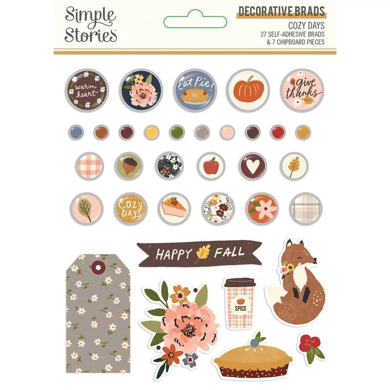 Simple Stories - Cozy Days Decorative Brads (34 pieces)