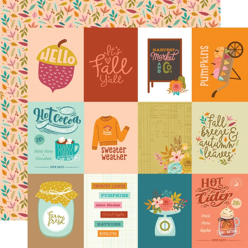 Simple Stories - Harvest Market 12x12 scrapbook papír - 3x4 Elements
