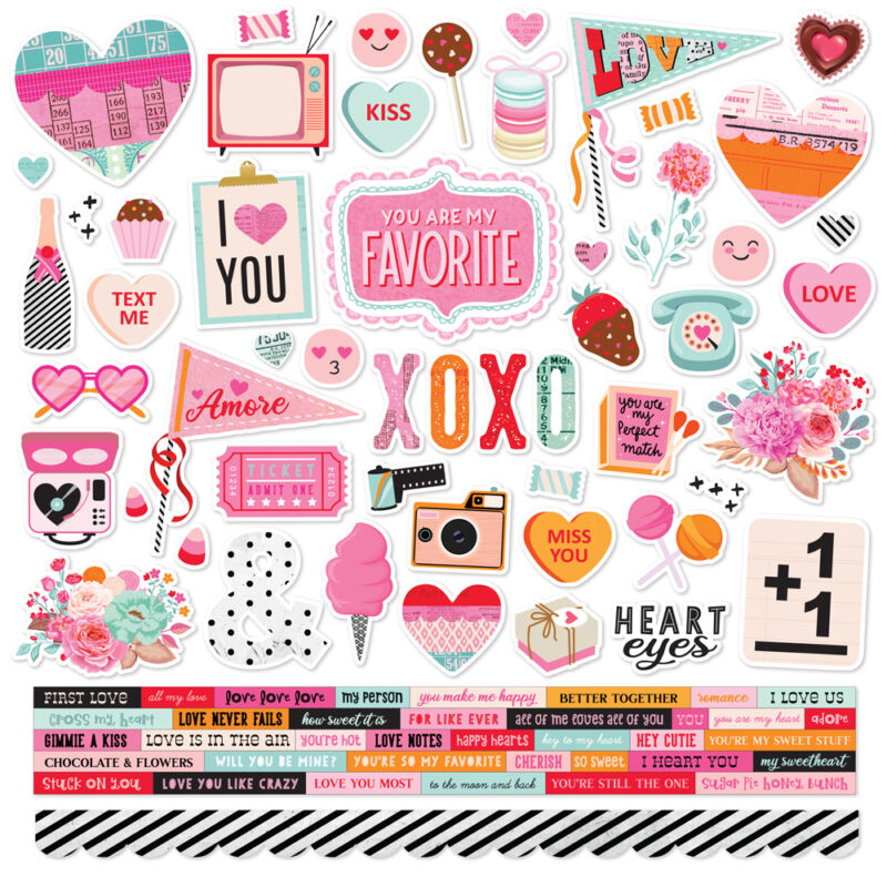 Simple Stories - Heart Eyes 12x12 Cardstock Stickers