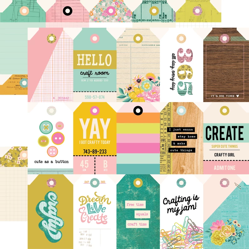Simple Stories - Let's Get Crafty 12x12 Paper - Tags