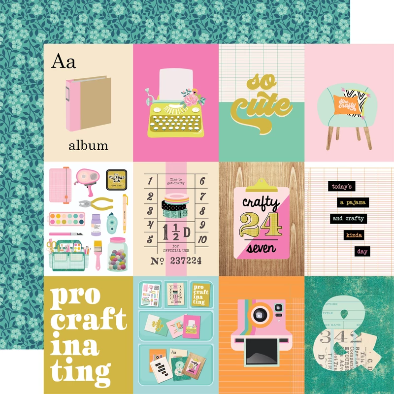 Simple Stories - Let's Get Crafty 12x12 scrapbook papír - 3x4 Elements