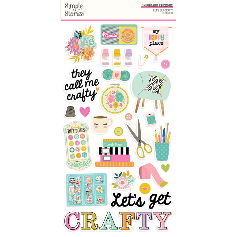 Simple Stories - Let's Get Crafty 6x12 Chipboard
