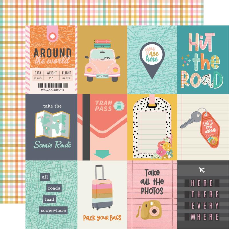 Simple Stories - Let's Go 12x12 Paper - 3x4 Elements