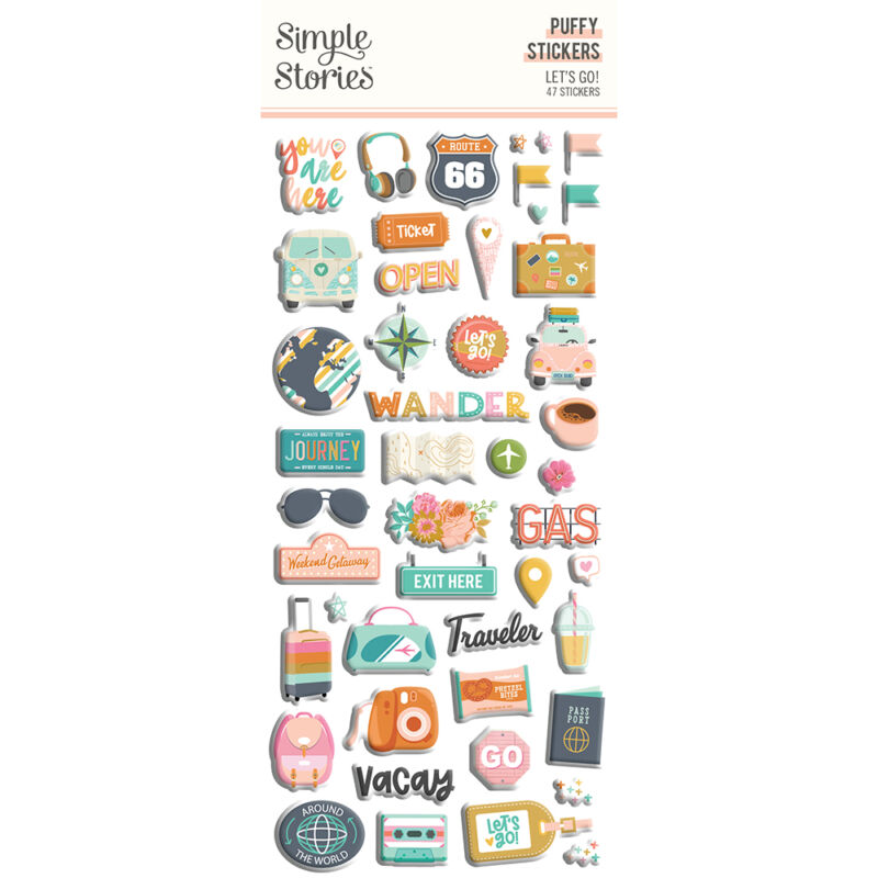 Simple Stories - Let's Go Puffy Stickers