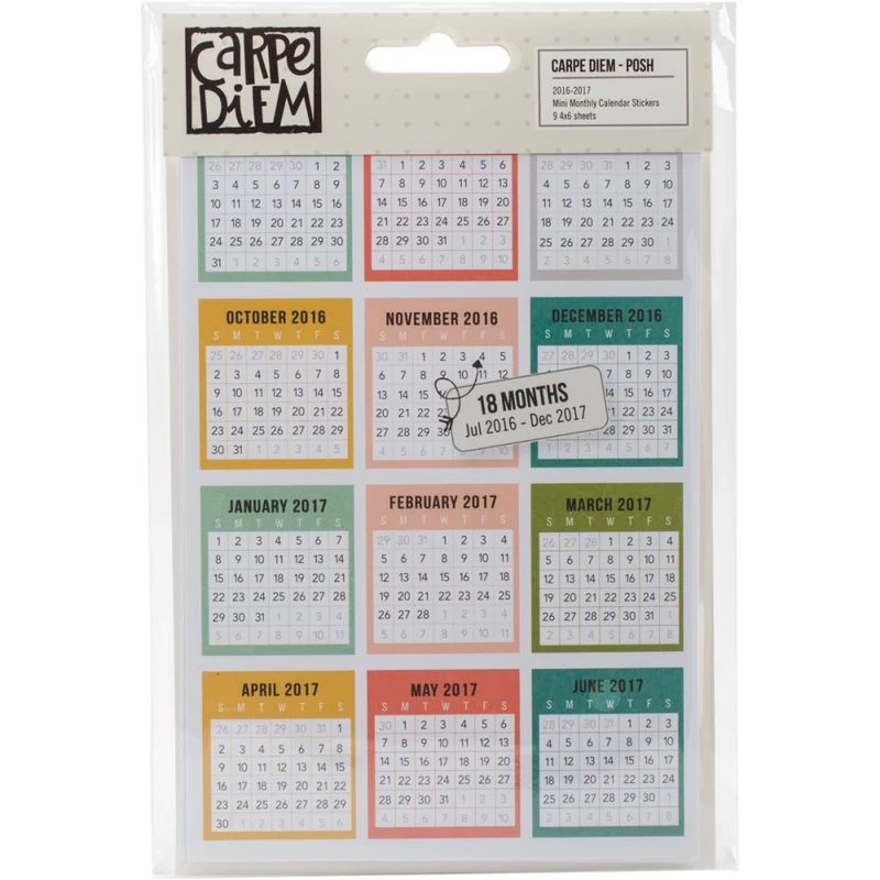 Simple Stories - Carpe Diem Posh Mini Monthly Calendar 2017