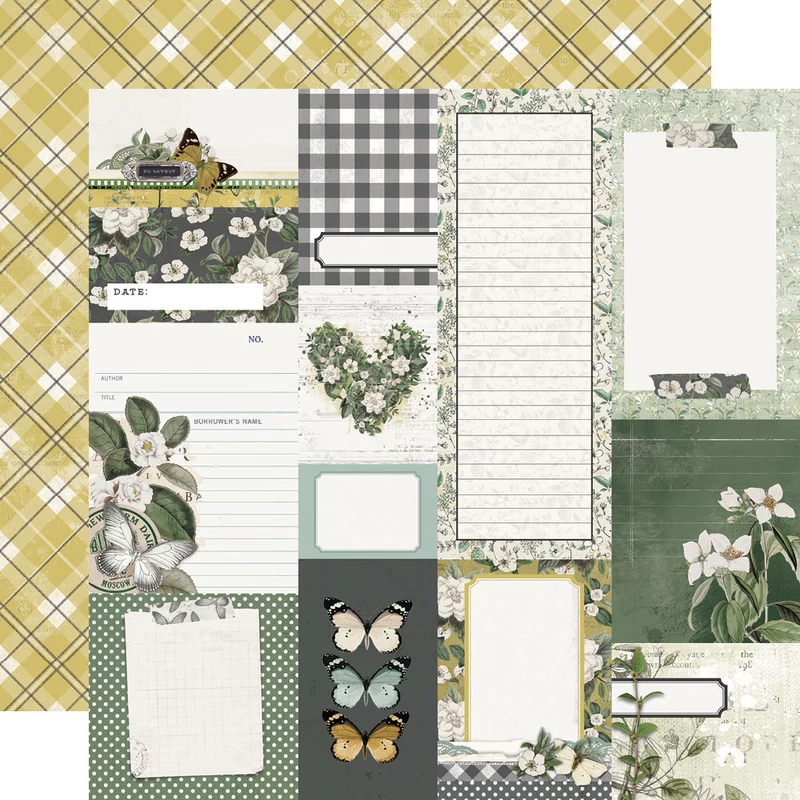 Simple Stories -  Weathered Garden 12x12 Paper - Journal Elements