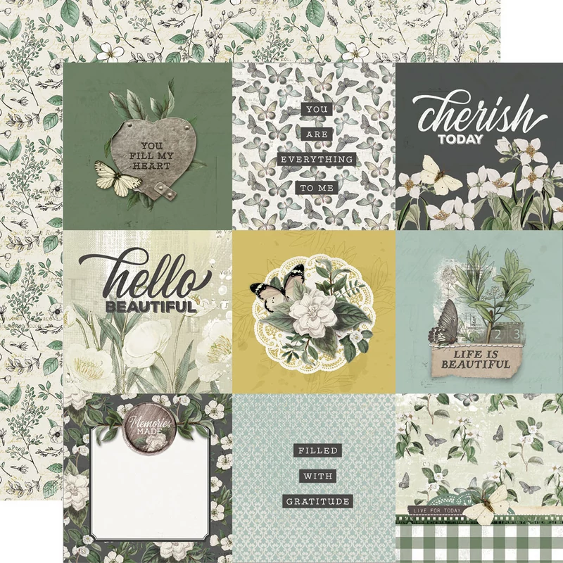 Simple Stories -  Weathered Garden 12x12 scrapbook papír - 4x4 Elements
