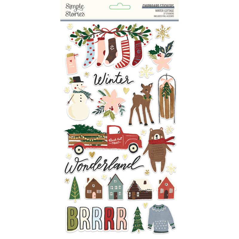 Simple Stories - Winter Cottage 6x12 Chipboard (37 pieces)