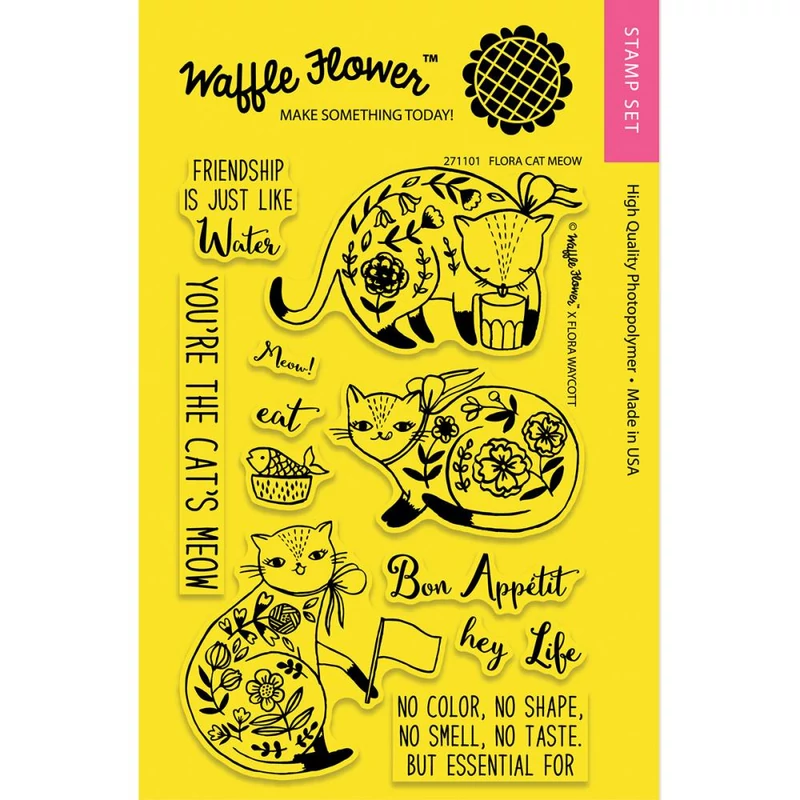 Waffle Flower Clear Stamp - Flora Cat Meow