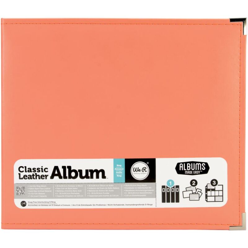 We R Memory Keepers 12x12 Classic Leather Album - Coral