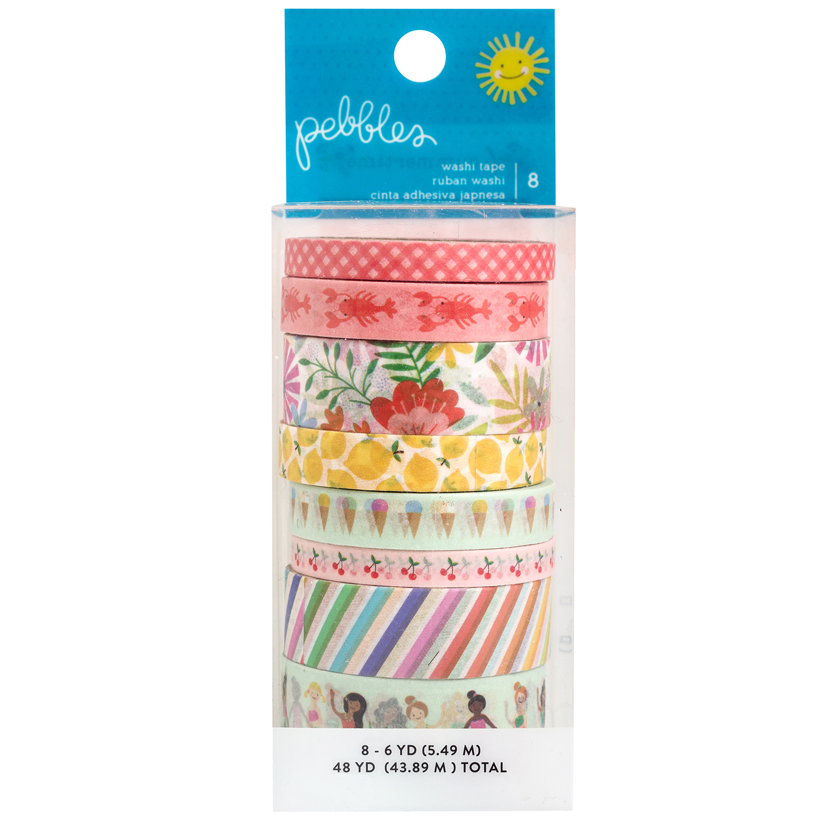 Washi Tapes Ribbons Pebbles Oh Summertime Washi Tape 8 Piece Pink And Paper Scrapbooking Shop