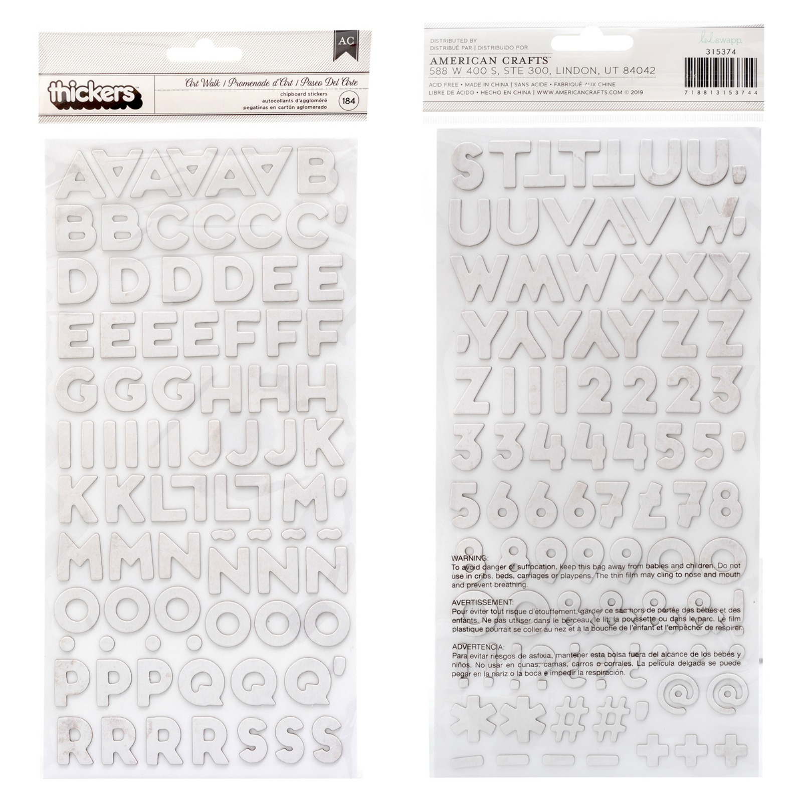 Alphabets Heidi Swapp Art Walk Chipboard Alpha Thickers Art Walk 184 Piece Pink And Paper Scrapbooking Shop